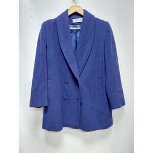 FORECASTER OF BOSTON Wool Blend Coat Blue Solid Long Sleeve Size 10
